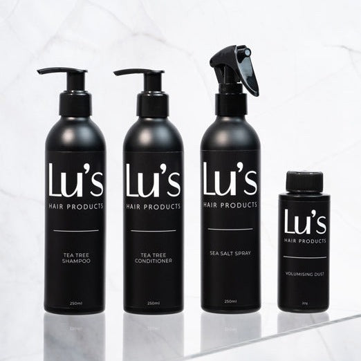 Tea tree shampoo, Tea tree conditioner, Sea salt spray + Volumising dust